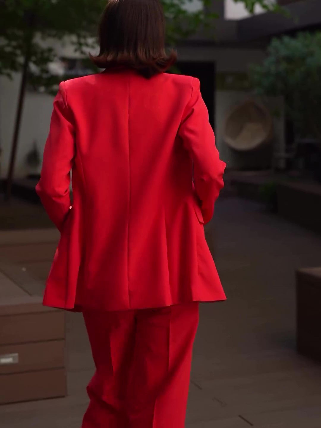 Classic Solid Color Suit & Camisole & High-waisted Pants Three-piece Suit